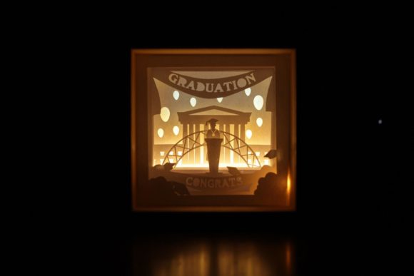 165 Graduation 3D Paper Lightbox Temp: A Fresh Shadow Box SVG for Visual Storytelling